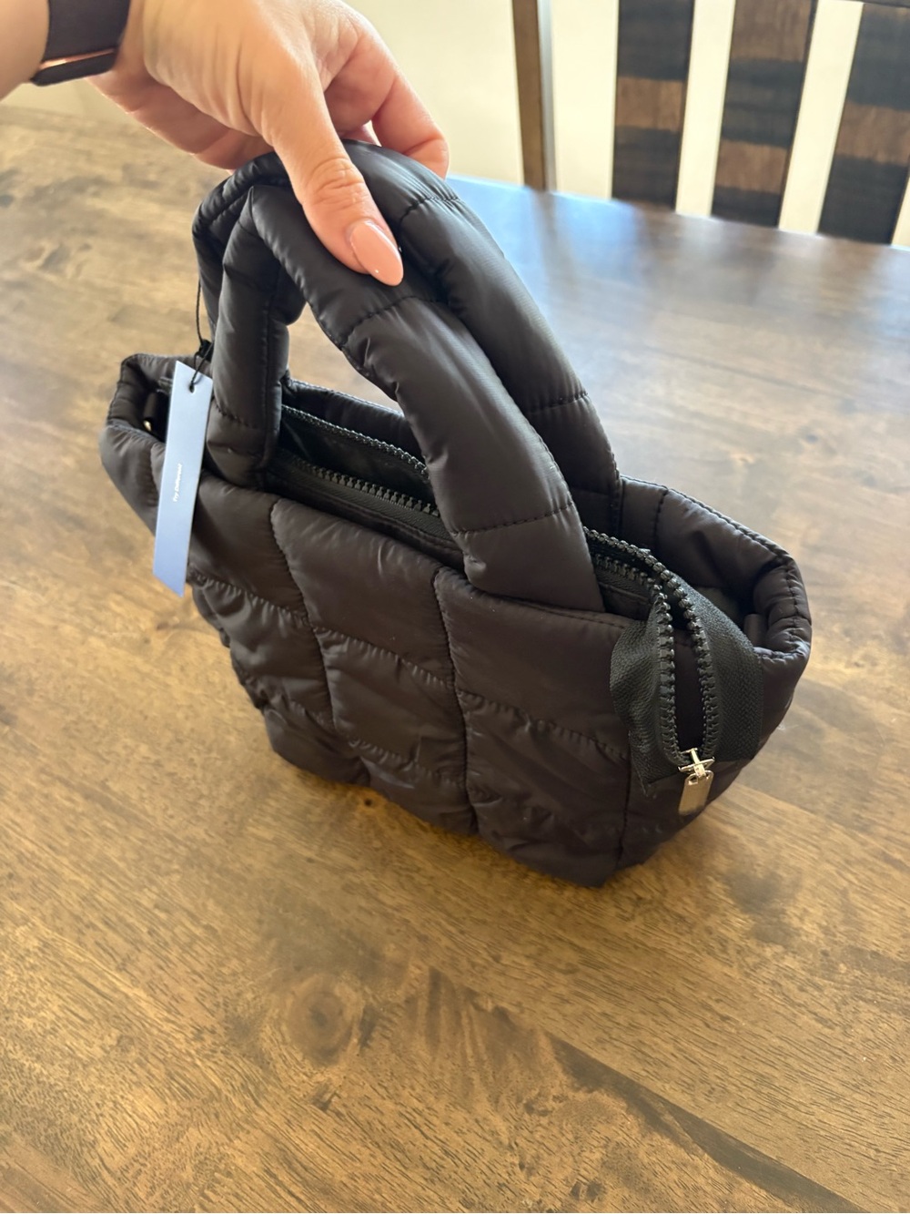 NWT Black Quilted Mini Puffer Bag - Picture 11 of 12